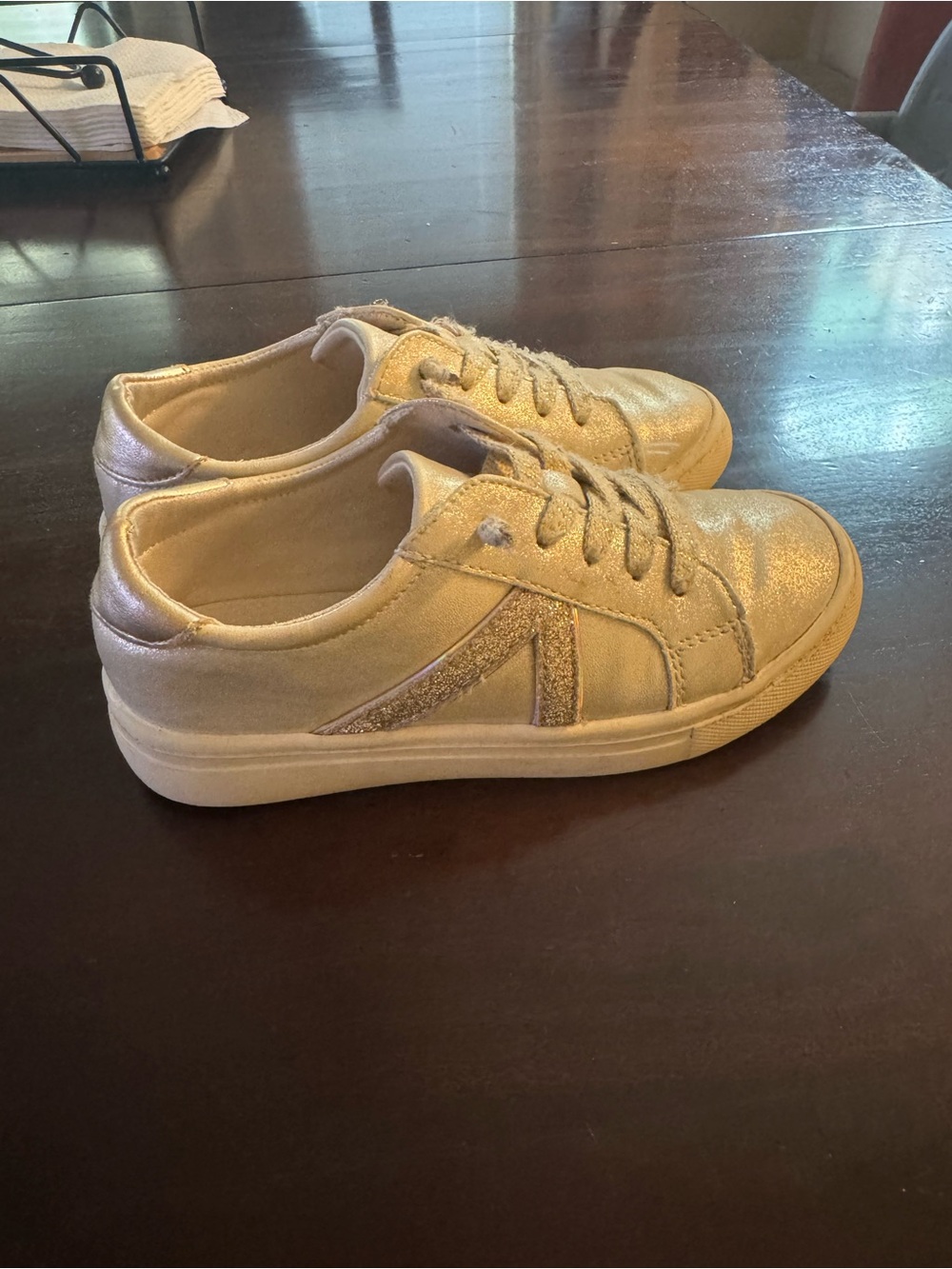 Girls' Metallic Gold Sneakers size 12